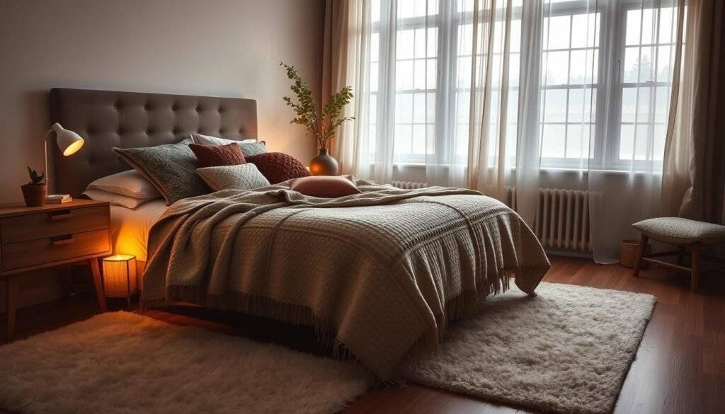 Bedroom decor with wool quilts