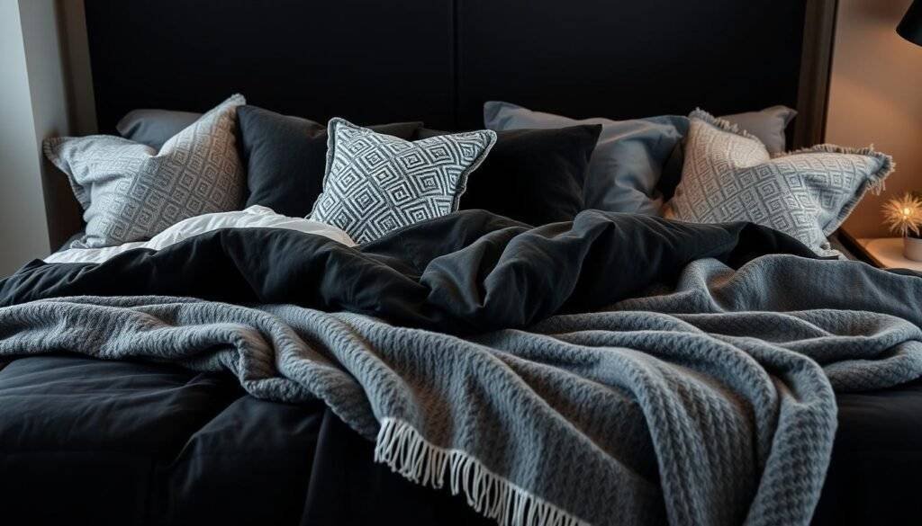 Layering bedding with throws and decorative pillows