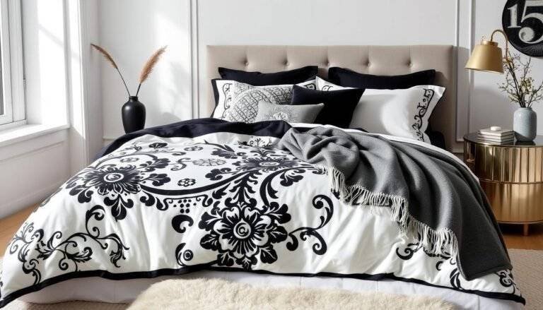 black and white bedding