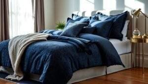 navy bedding