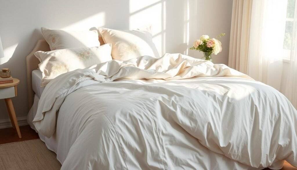 summer bedding layering with lightweight duvet