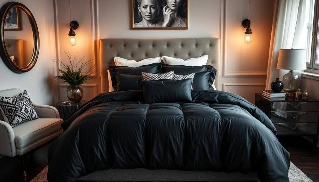 transform bedroom with black bedding